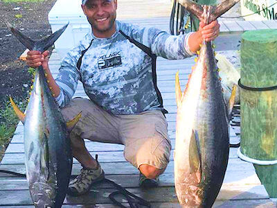 Angler with nice yellowfin tuna.