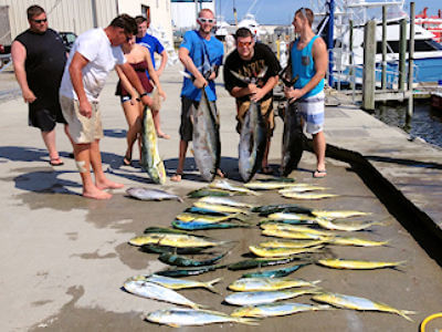 Family group has nice catch on an Outer Banks charter trip.