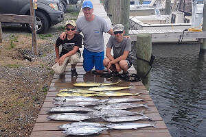 Offshore charter catch of king mackeral and mahi mahi.